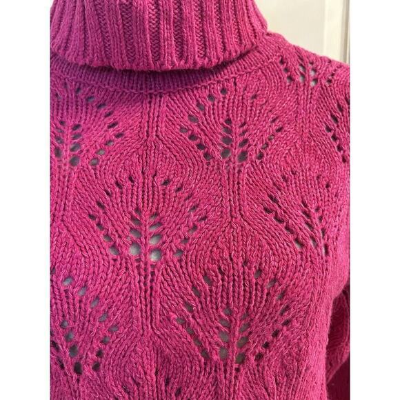Liz Claiborne Wool Blend Open Hand Knit Sweater Jumper Pink Long Sleeve Size S - Picture 2 of 7